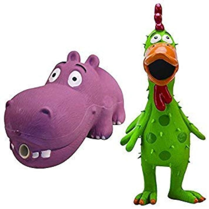Multipet Latex Chicken Globken Dog Toy Assorted Size:Chiken and Hippo